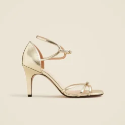 Made-in-Italy cage-toe heels in metallic leather