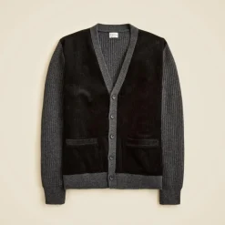 Merino lambswool cardigan with corduroy