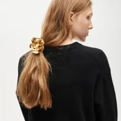 Metallic rose hair tie