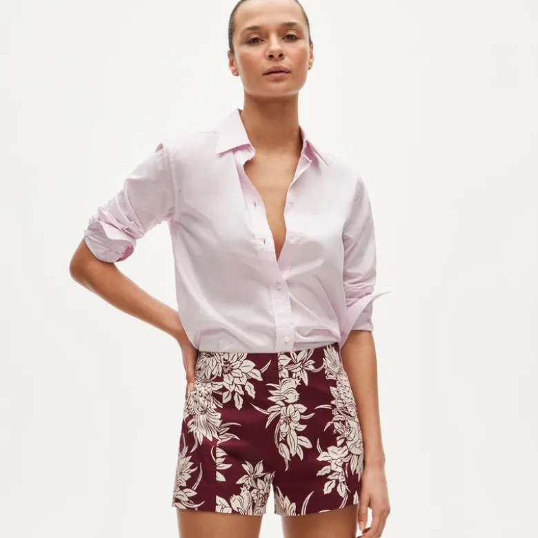 Micro short in pineapple garden–print cotton poplin