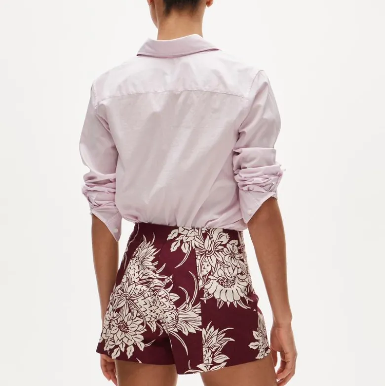Micro short in pineapple garden–print cotton poplin