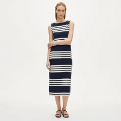 Midi dress in striped mariner cloth