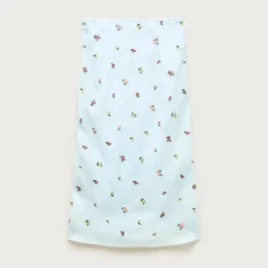 Midi slip skirt in embroidered ramie