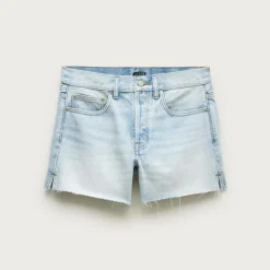 Mid-rise A-line denim short