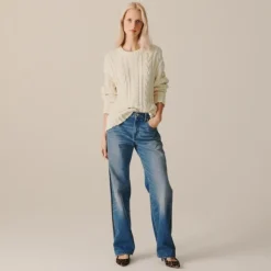 Mid-rise relaxed straight jean with suede stripe