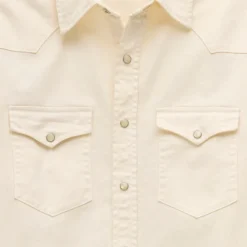 Midweight denim western shirt in ecru