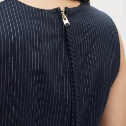 Mini shift dress in pinstriped wool blend
