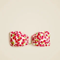 Mira bandeau bikini top in raspberry print