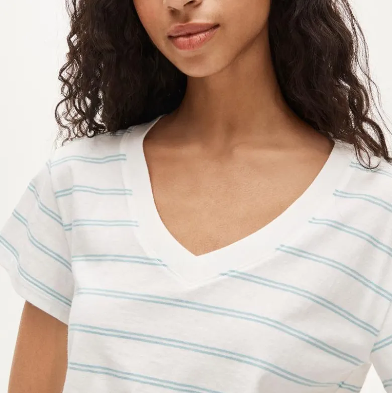 New vintage jersey relaxed V-neck T-shirt in stripe