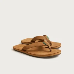 Nubuck leather flip-flops