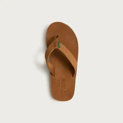 Nubuck leather flip-flops