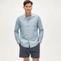 Organic cotton chambray shirt in light wash