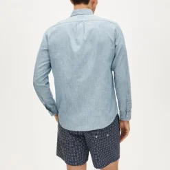 Organic cotton chambray shirt in light wash