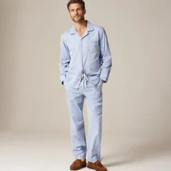 Pajama set in cotton herringbone