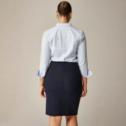 Pencil knee-length skirt in Italian bi-stretch wool blend