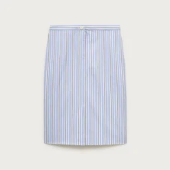 Pencil midi skirt in striped cotton poplin