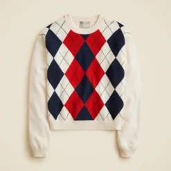 Perfect cashmere crewneck sweater in argyle