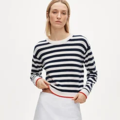Perfect cashmere crewneck in mariner stripe