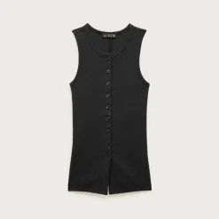 Perfect rib button-up shell top
