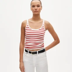 Perfect rib scoopneck tank top in stripe