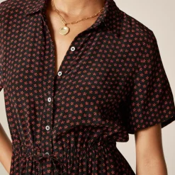 Petite Cerise shirt-dress in floral crepe de chine