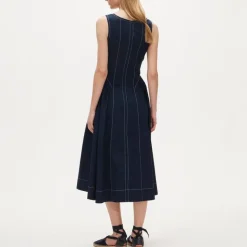 Petite contrast-stitch midi dress