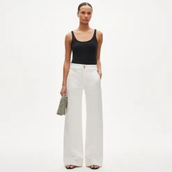 Petite denim trouser jean with stacked buttons