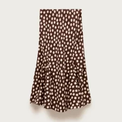 Petite Gwyneth flounce-hem slip skirt in linen dot