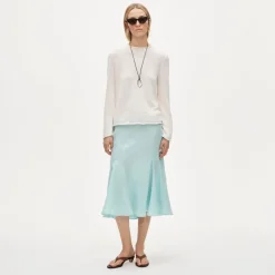 Petite Gwyneth flounce-hem slip skirt in linen