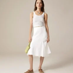 Petite Gwyneth flounce-hem slip skirt in linen