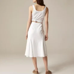 Petite Gwyneth flounce-hem slip skirt in linen