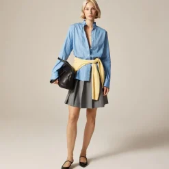 Petite Jules ruffle-collar shirt in striped cotton poplin