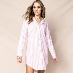 Petite Plume™ women's luxe Pima cotton nightshirt in stripe