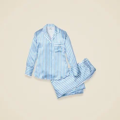 Petite Plume™ women's pajama set in mulberry silk stripe
