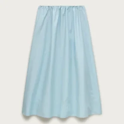 Petite pull-on midi skirt in cotton poplin