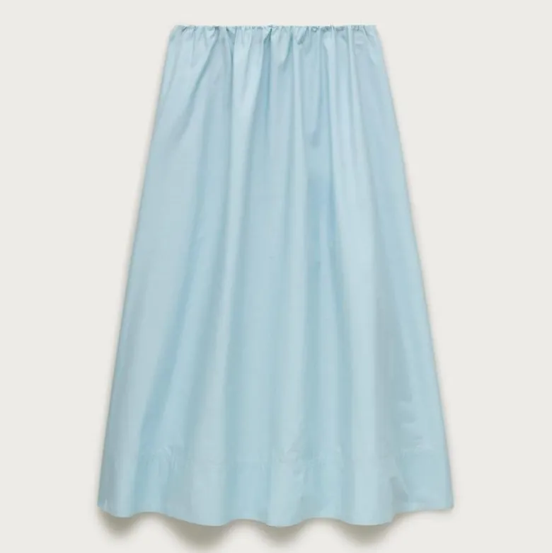 Petite pull-on midi skirt in cotton poplin