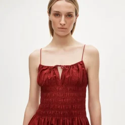 Petite Reverie dress in colorblock cotton poplin