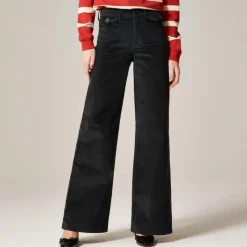 Petite wide-leg trouser in washed velvet