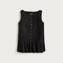 Pintuck top in premium-weight cotton poplin