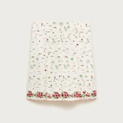 Pleated knee-length skirt in map print