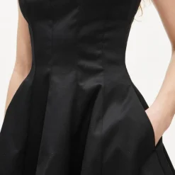 Pleated mini dress in chino