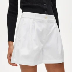 Pleated short in cotton-nylon blend