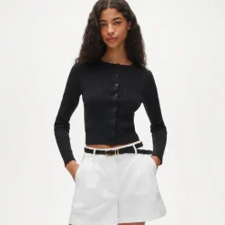 Pleated short in cotton-nylon blend