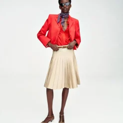 Pleated skirt in cotton poplin