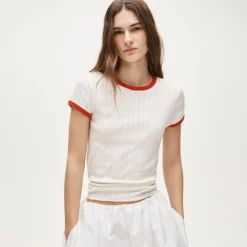 Pointelle ringer T-shirt