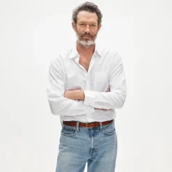 Poplin shirt with button-down collar