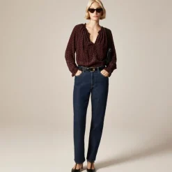 Popover top in ditsy floral crepe de chine