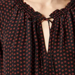 Popover top in ditsy floral crepe de chine