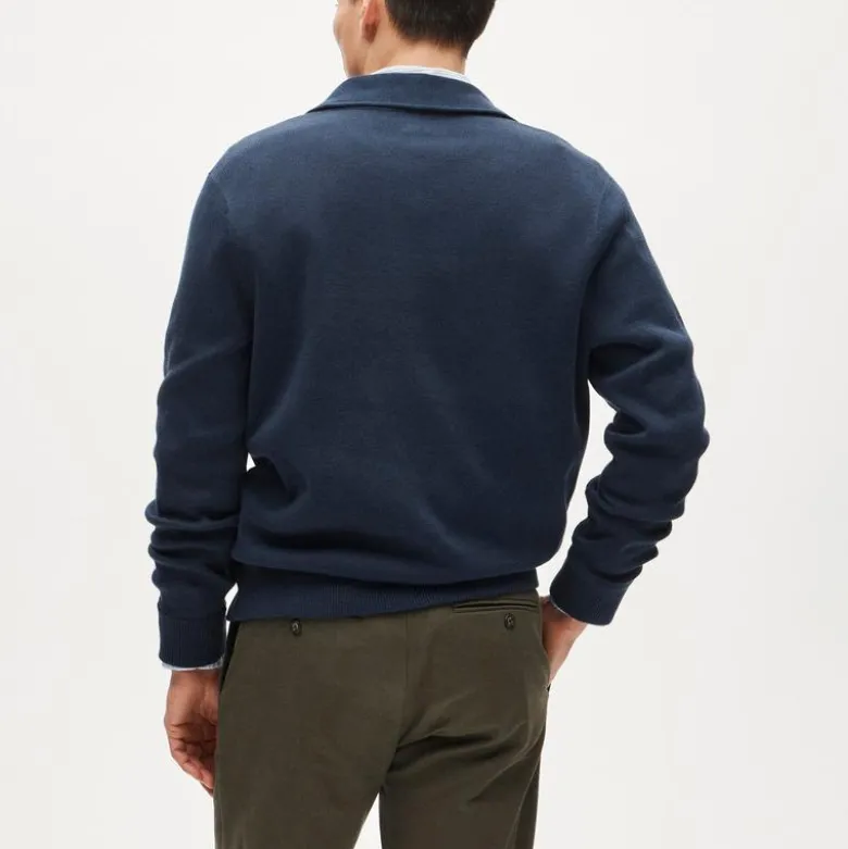 Quarter-zip sweater in milano-stitch cotton