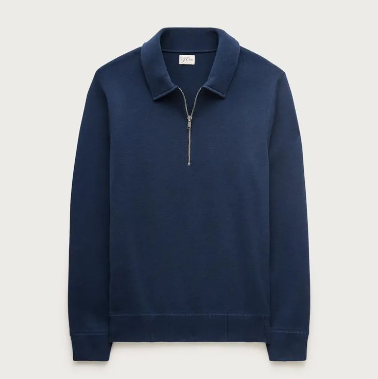 Quarter-zip sweater in milano-stitch cotton